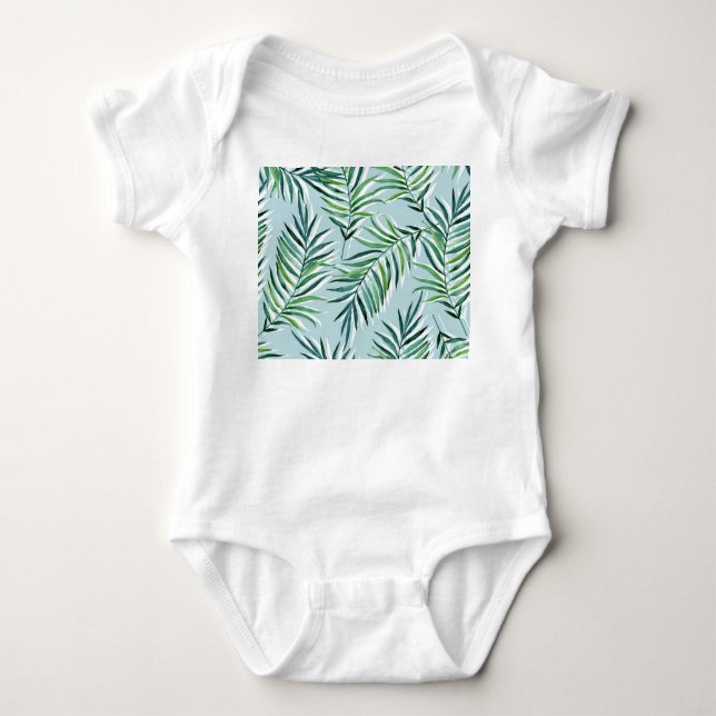 Palmzweige, Wasserfarbe Nahtlos Hand Gezeichnet. Baby Strampler (Vorderseite)