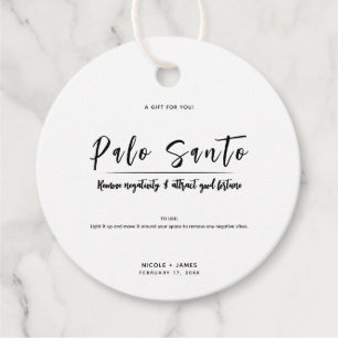 Palo Santo Minimal Moderne Räucherung Hochzeit Geschenkanhänger