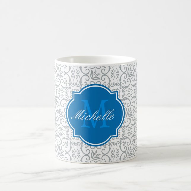 Paloma Damask Monogramm Tasse (Mittel)