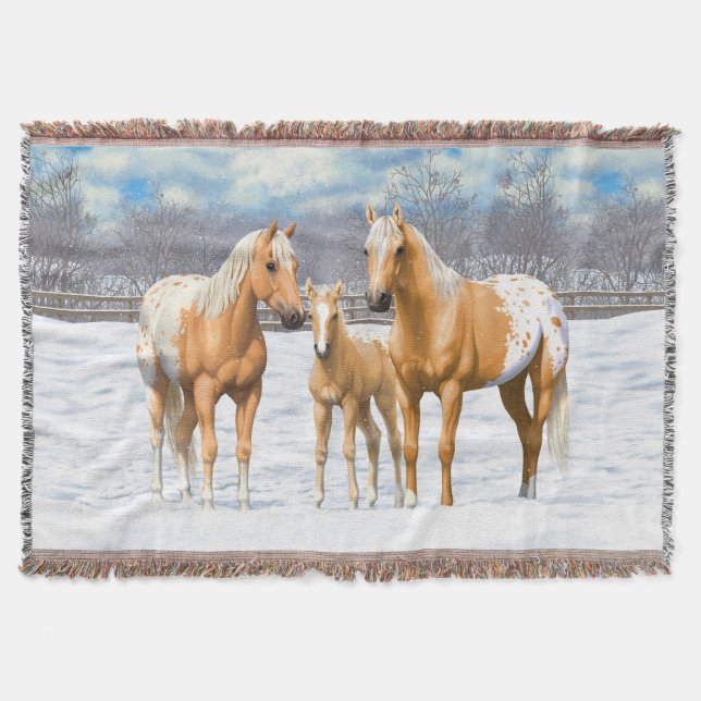 Palomino Appaloosa Pferde im Schnee Decke (Vorderseite)