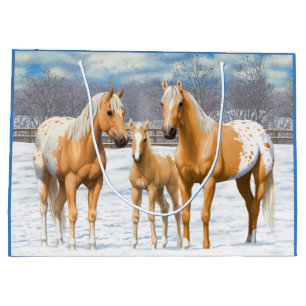 Palomino Appaloosa Pferde im Schnee Große Geschenktüte