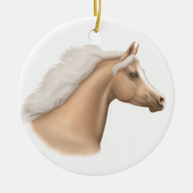 Palomino-arabische Pferdeverzierung Keramik Ornament (Vorne)