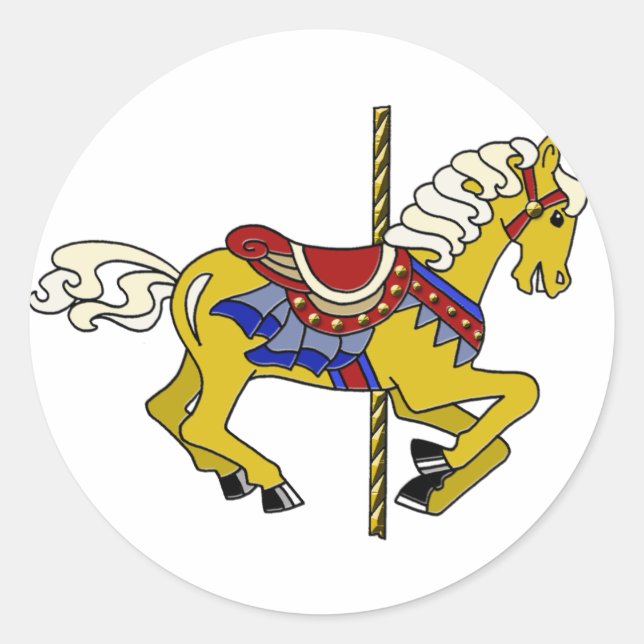 Palomino Carousel Pferd Runder Aufkleber (Vorderseite)