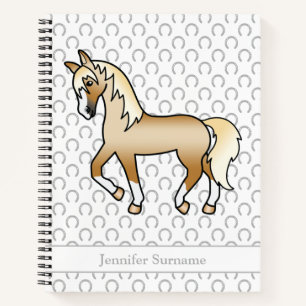 Palomino Cartoon Trotting Horting & Custom Text Notizbuch
