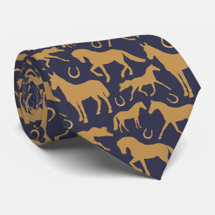 Palomino Chevaux Brown sur Cravate bleu marine