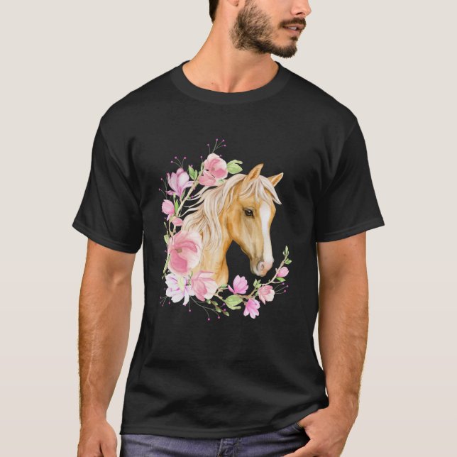 Palomino Horse Magnolias Rodelbahn mit Aussicht T-Shirt (Vorderseite)