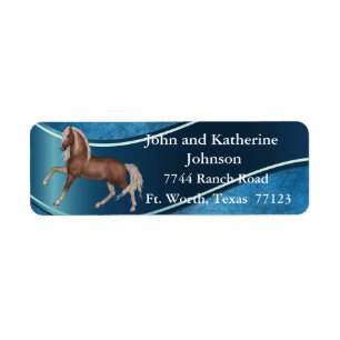 Palomino Horse on Blue Retours Adresse Étiquettes