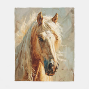 Palomino Horse Portrait Fleecedecke