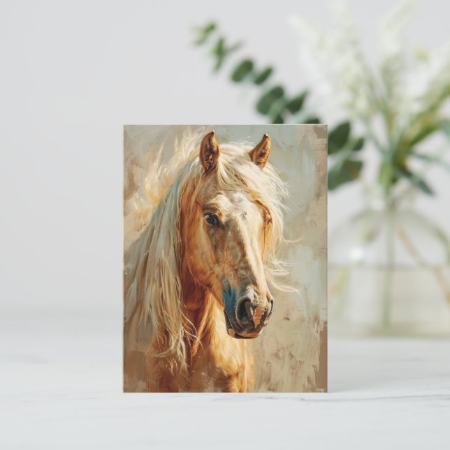 Palomino Horse Portrait Postkarte (Stehend Vorderseite)