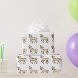 Palomino Niedlicher Cartoon Trotting Horse Pattern Geschenkpapier