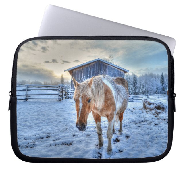 Palomino Paint Horse and Barn Equine Foto Laptopschutzhülle (Vorderseite)