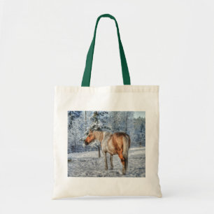 Palomino Paint Horse and Snow für Tierfreunde Tragetasche