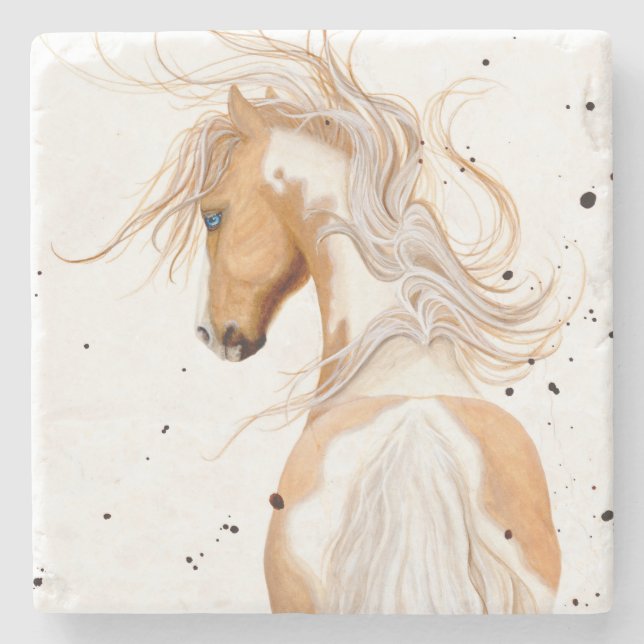 Palomino Paint Horse by Bihrle Steinuntersetzer (Vorderseite)