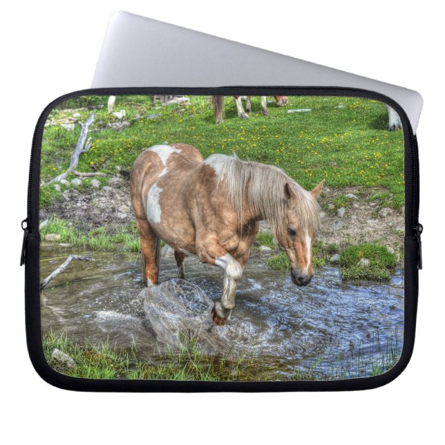 Palomino Paint Horse & Forest Pond 2 Laptopschutzhülle (Vorderseite)