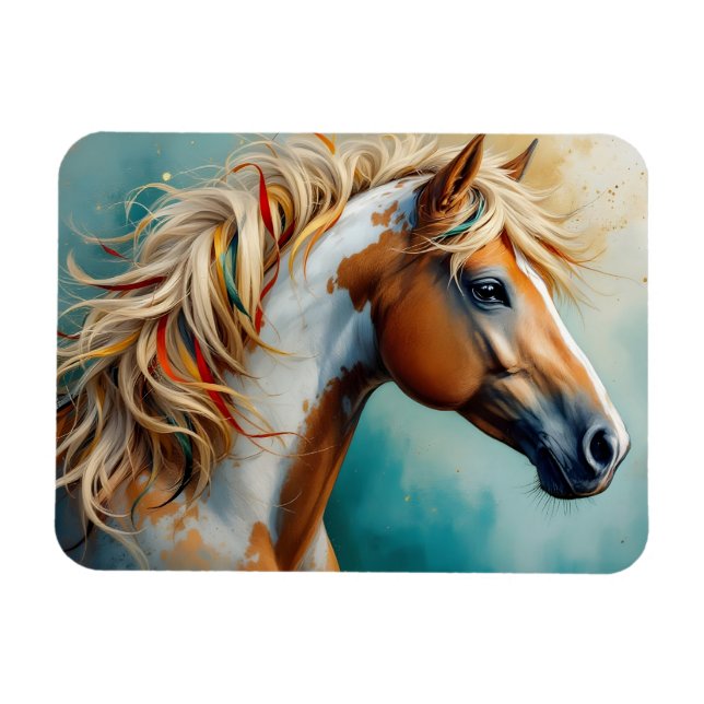Palomino Paint Mustang Portrait Magnet (Horizontal)