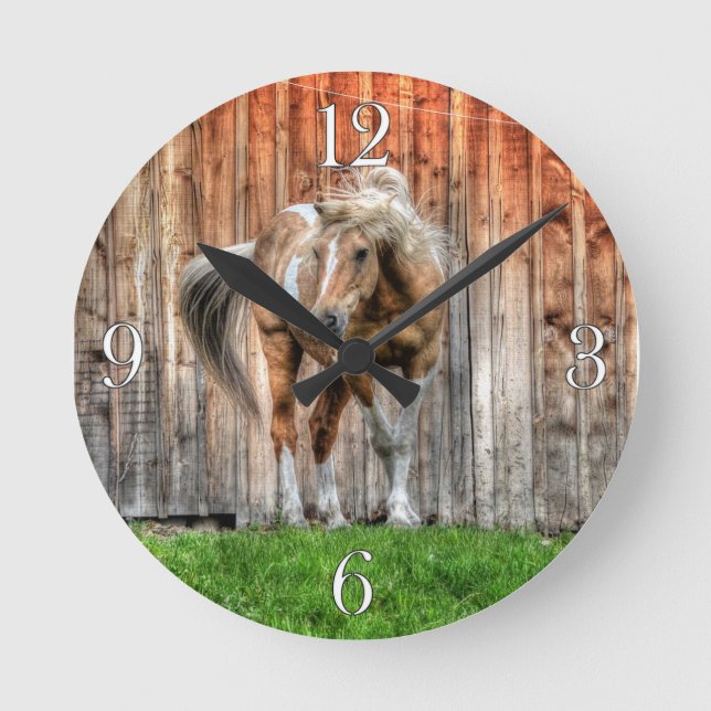 Palomino Paint Stallion Ranch Foto Runde Wanduhr (Vorderseite)