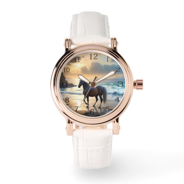 Palomino Pferd am Strand, Armbanduhr (Vorderseite)