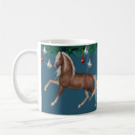 Palomino Pferd auf blauer Tasse