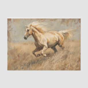 Palomino Pferd läuft Ölgemälde Decoupage Seidenpapier