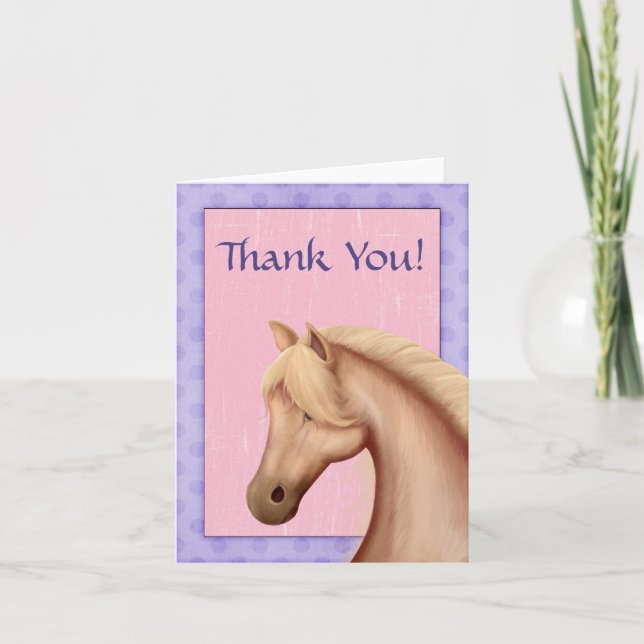 Palomino Pferd Lila und rosa Danke Karten (Vorderseite)