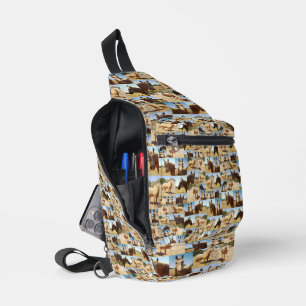 Palomino-Pferde-Fotocollage, Crossbody Bag