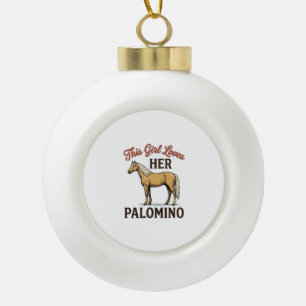 Palomino-Pferdeliebhaber Vintage-Stich T-Shirt_1 Keramik Kugel-Ornament