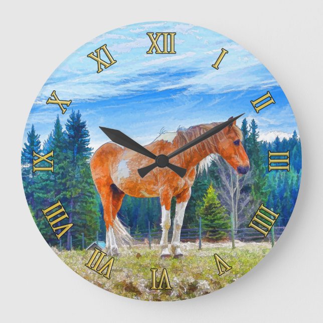 Palomino Pinto im Feld- und Forstbereich Große Wanduhr (Vorderseite)