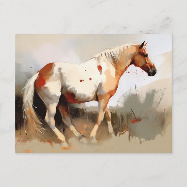 Palomino Pinto Mustang Horse Painting Postkarte (Vorderseite)