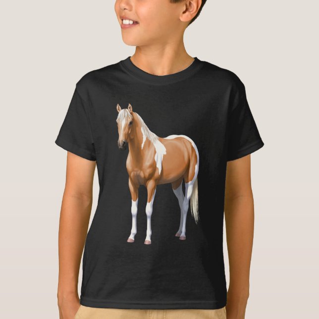 Palomino Pinto Quarter Paint Horse Stallion T-Shirt (Vorderseite)