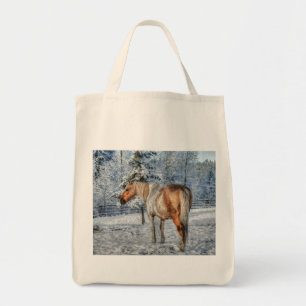 Palomino Pinto Stallion und Schnee Winterthema Tragetasche