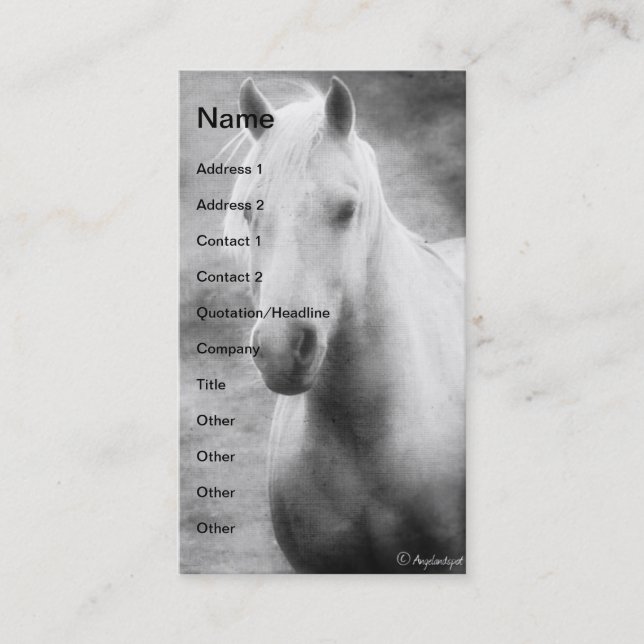 Palomino Schwarz und Weiß Visitenkarte (Vorderseite)