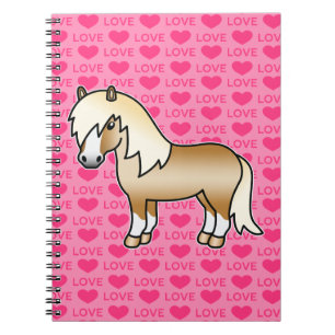 Palomino Shetland Pony Cartoon Illustration Pink Notizblock