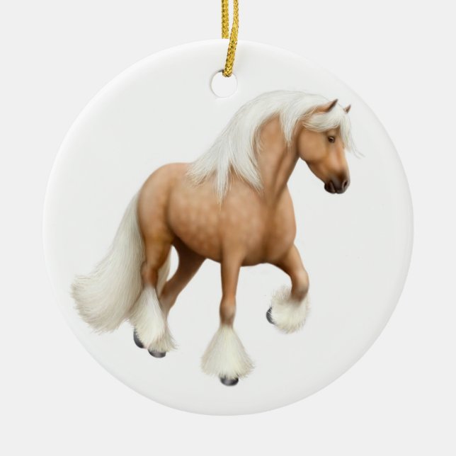 Palomino-Sinti und Roma-Pfeiler-Pferdeverzierung Keramik Ornament (Vorne)