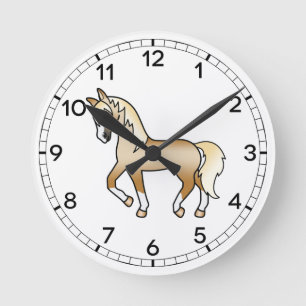 Palomino Süße Cartoon-Trab-Herd-Illustration Runde Wanduhr