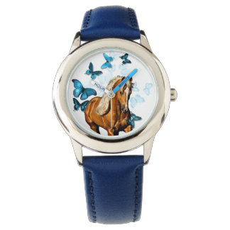 Palomino und Schmetterlinge Armbanduhr