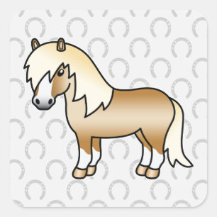 Palomino-Zeichentrick-Shetlandpony Quadratischer Aufkleber