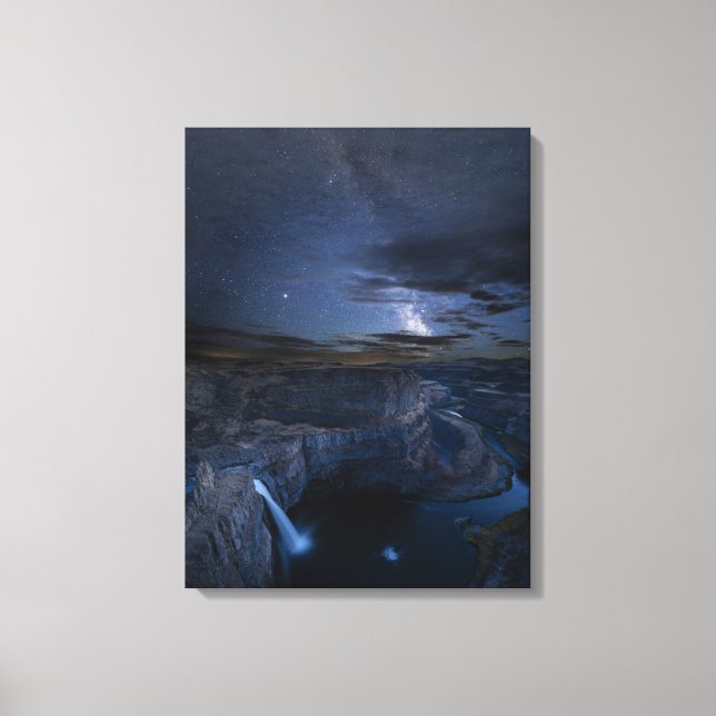 Palouse Falls Park & Milky Way | Washingtoner Staa Leinwanddruck (Vorderseite)
