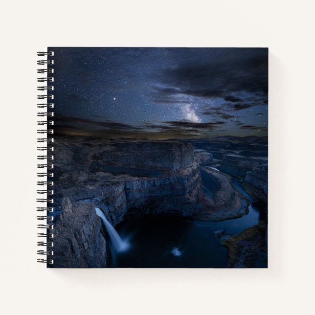 Palouse Falls Park & Milky Way | Washingtoner Staa Notizbuch (Vorderseite)