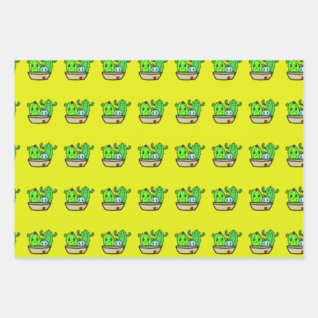 Pals Cactus Wrapping Paper Geschenkpapier Set (Vorderseite)