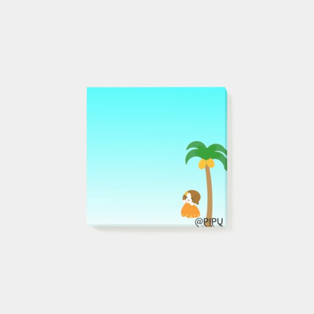 Pam-Baum mit Pipu Post-it Klebezettel (Vorderseite)