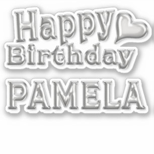 Pamela Happy Birthday silver Aufkleber Sticker