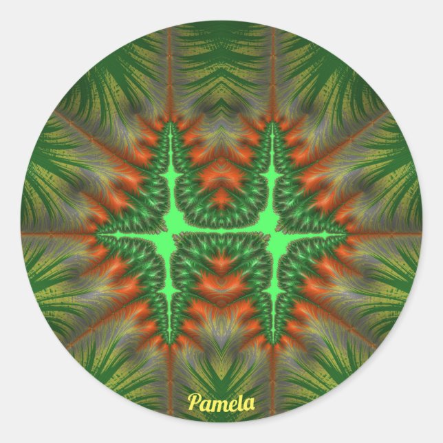 PAMELA HÜBSCH 3D! Rot und Grün ~ Runder Aufkleber (Vorderseite)