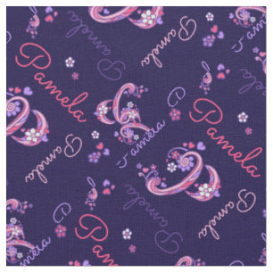 Pamela Letter P Monogram Herz Blume Stoff