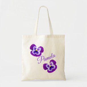Pamela, Name, mit violetten Stiefmütterchen, Tragetasche