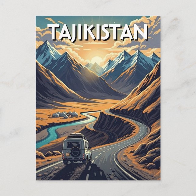 Pamir Highway Tajikistan Travel  Postkarte (Vorderseite)