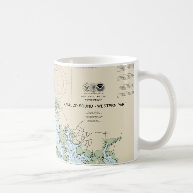 Pamlico Sound Western Part Nautical Chart 11548 Kaffeetasse (Rechts)