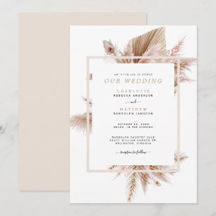 Pampas Beige keine Eltern Hochzeitseinladung Einladung