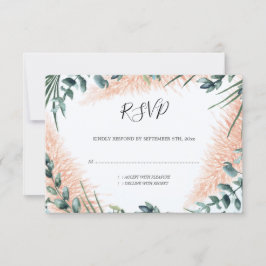 Pampas-Blätter Hochzeit von Foliage RSVP Karte