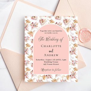 Pampas Blume Rose Gold Budget Hochzeitseinladung Flyer