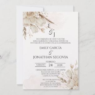 Pampas-Blumenstrauß spanische Hochzeit  Einladung